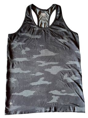 Athleta Speedlight Camo Racerback Workout Tank Black Gray Women’s Large L